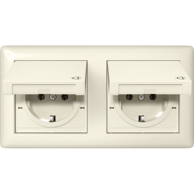 Gira Steckdose KD +Set IP44 Rahmen 2f Cremeweiß 415801
