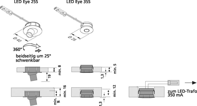 Hera LED-Einbauleuchte starr LED Eye 35S 1Www eds - 61001010028