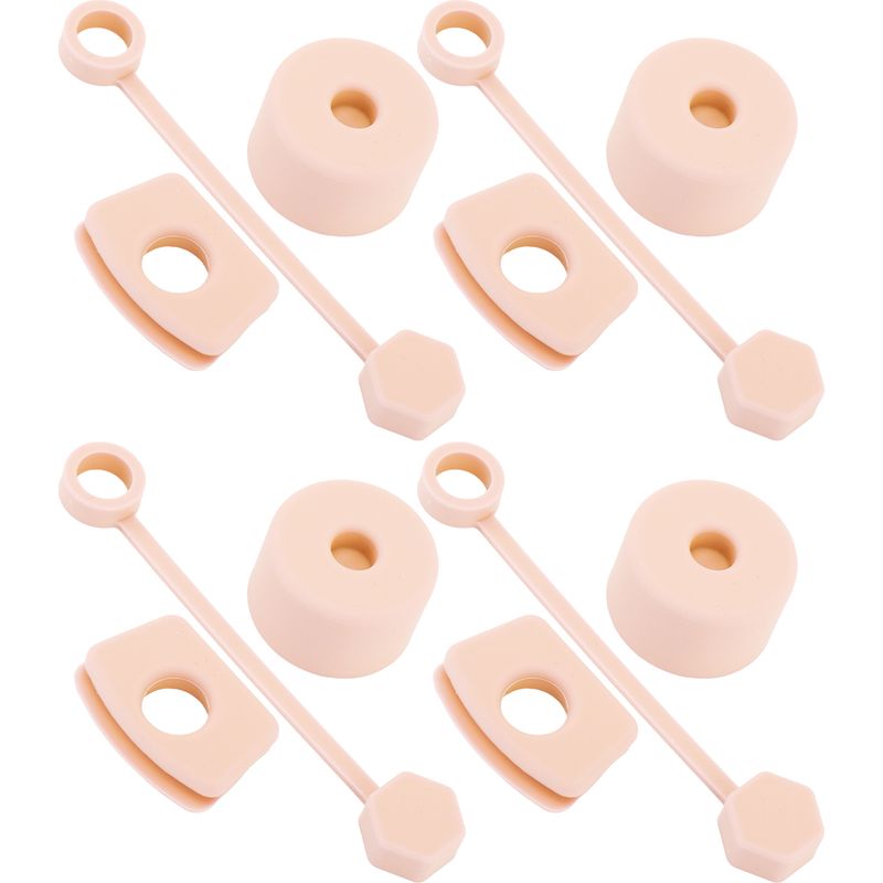 Set Mit 4 Auslaufsicheren Silikon-becherverschlüssen, Inklusive Strohhalmdeckel, Quadratischem Verschluss Und Rundem Verschluss (rosa).