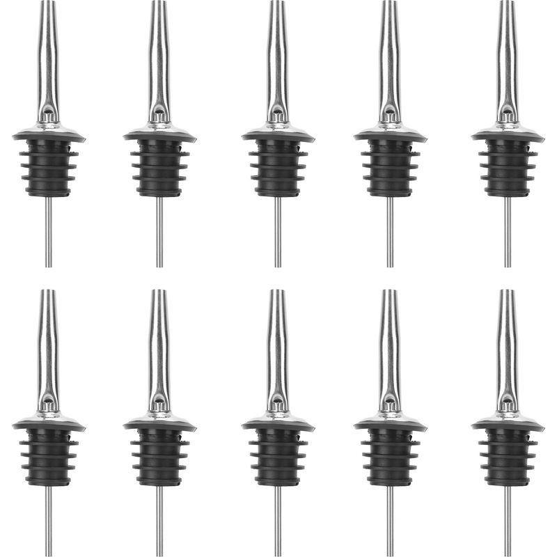 Set Mit 10 Flaschenverschlüssen, Ausgießern Und Spendern Aus Edelstahl 304 Für Alkoholische Getränke, Küchen- Und Barzubehör.