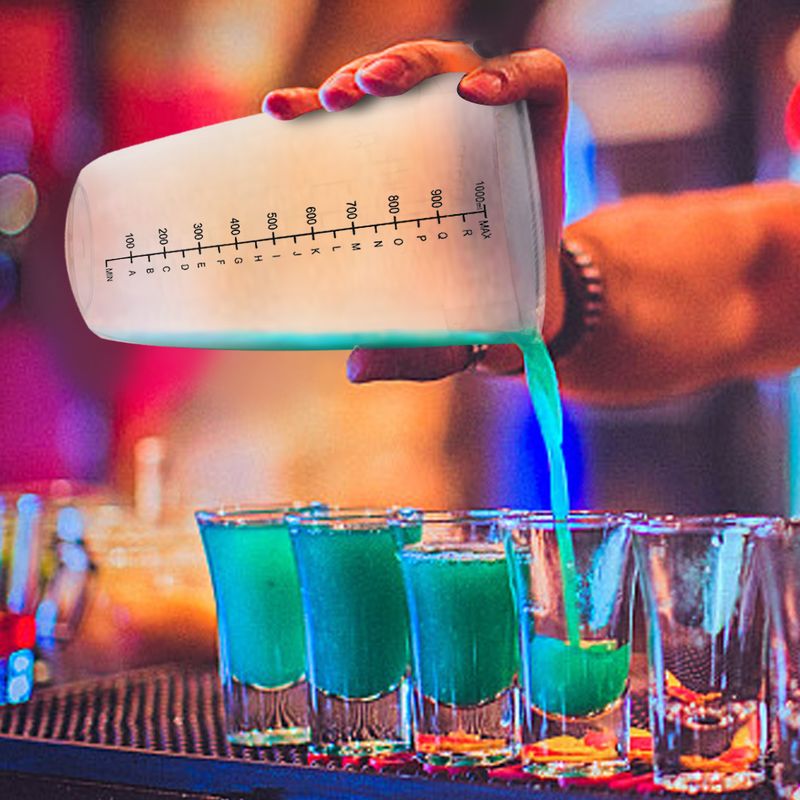 Auslaufsicherer, Transparenter Cocktailshaker Aus Polycarbonat Mit Graduierungsmarkierungen (1000 Ml)