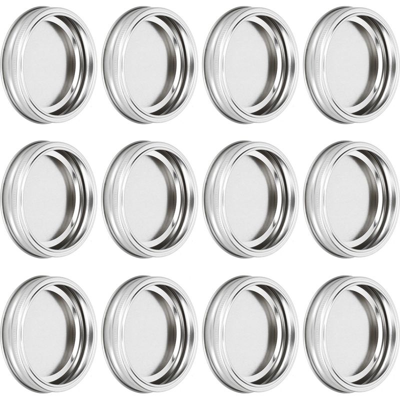 Set Mit 12 Runden, Luftdichten Edelstahldeckeln Für Glasbehälter (xh00180 Silber)