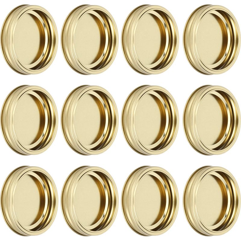Set Mit 12 Runden, Luftdichten Edelstahldeckeln Für Glasbehälter (xh00179 Gold)