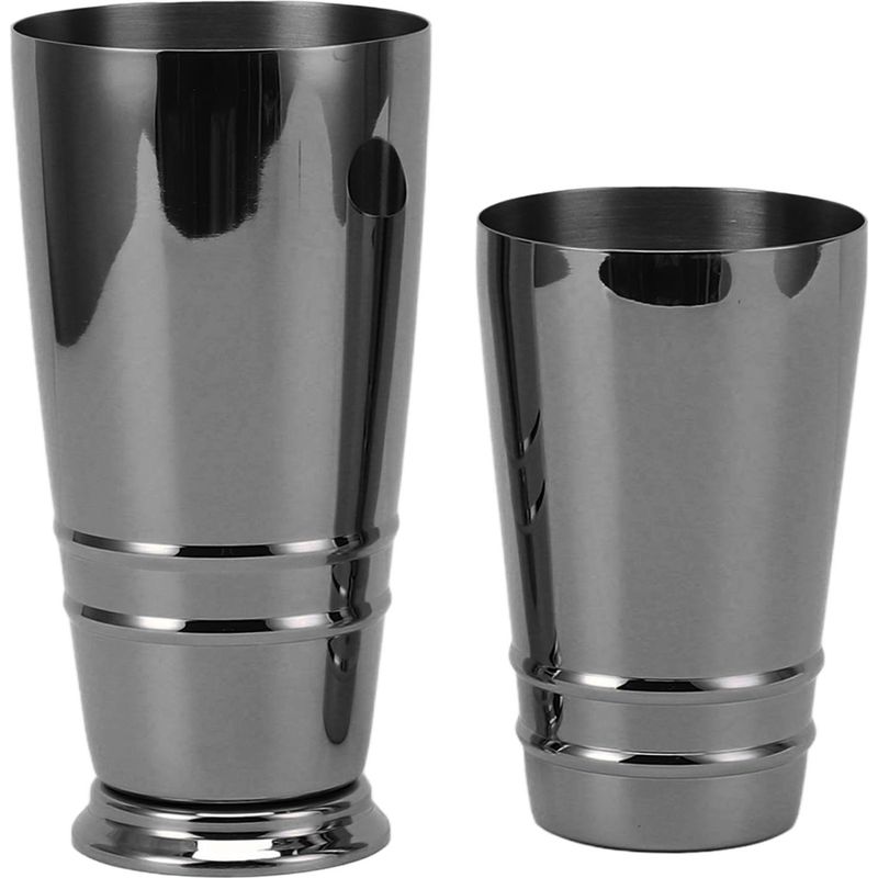 Polierter Cocktailshaker Aus Edelstahl 304 Mit Sockel, Spülmaschinenfester Boston-shaker, Schwarze Beschichtung, Ideal Für Die Hausbar
