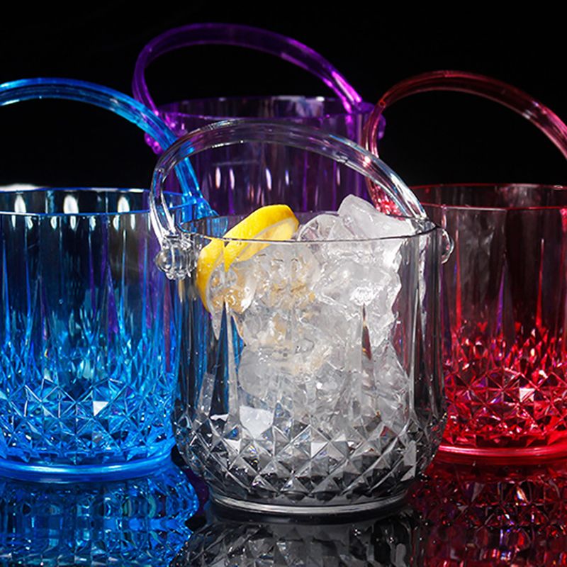 Durchsichtiger Acryl-eiskübel Mit Rautenmuster Und Griff, Ideal Für Karaoke.