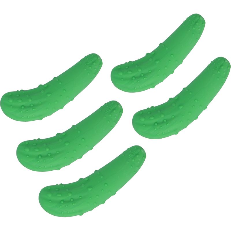 Set Mit 5 Wiederverwendbaren Silikon-weinflaschenverschlüssen In Form Einer Künstlichen Gurke