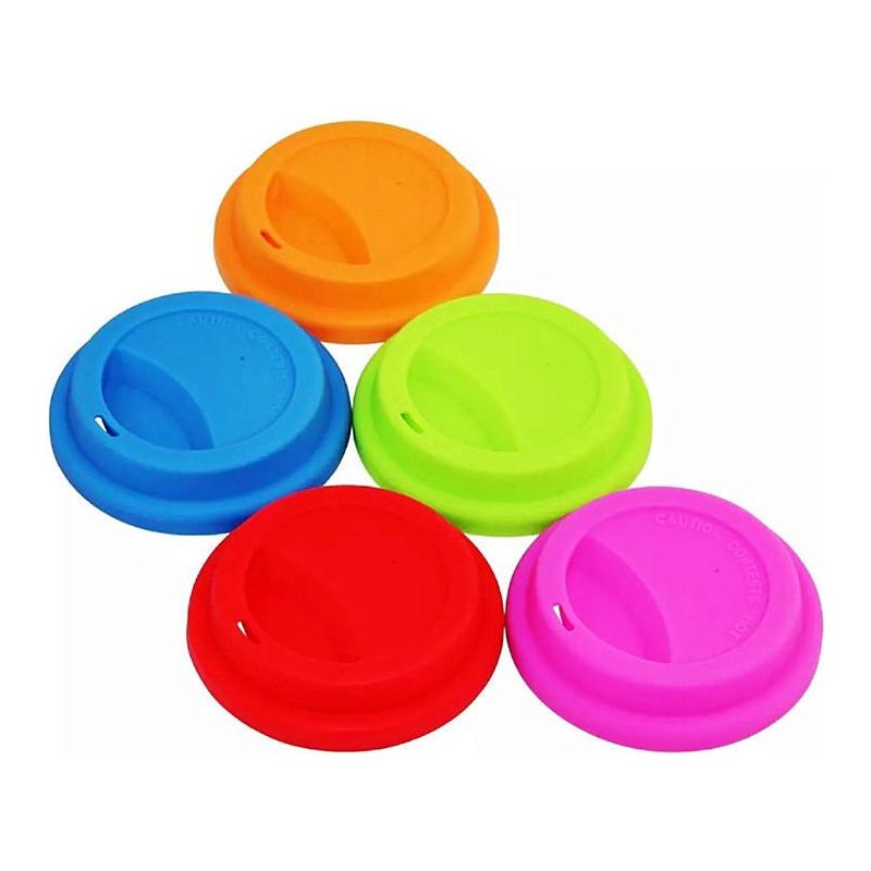 Set Mit 5 Silikondeckeln Für Becher Und Trinkbecher, Wiederverwendbare Verschlüsse Für Getränke, Zufällige Mehrfarbige Kaffeekapseln