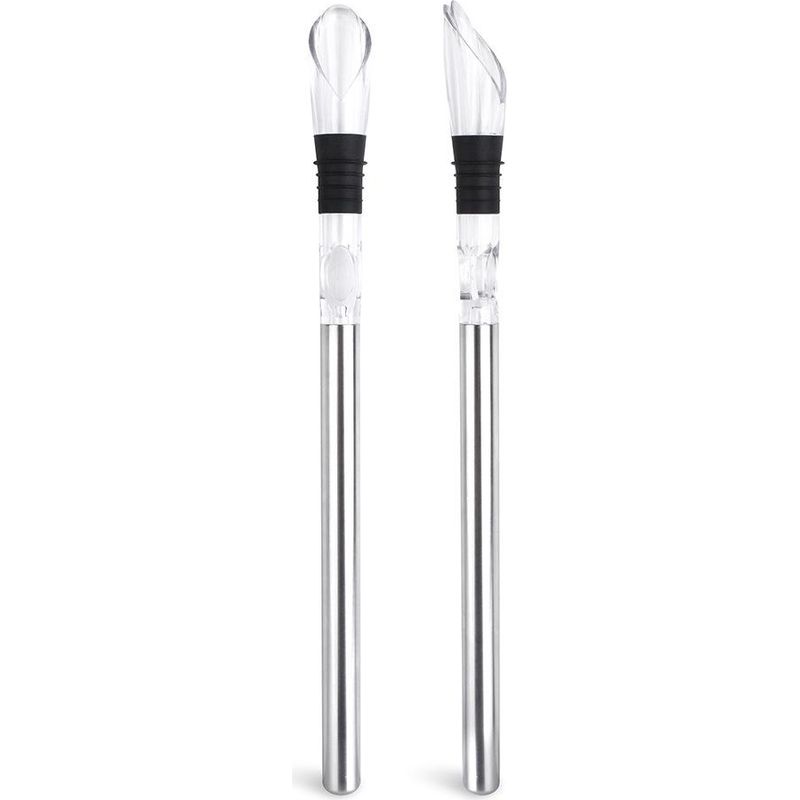 2er-set Edelstahl-weinflaschenkühler + Tropffreier Ausgießer Mit Belüfter – Bar-set Für Rosé Und Weißwein Bei Idealer Temperatur – Partygeschenk Für Damen Und Herren