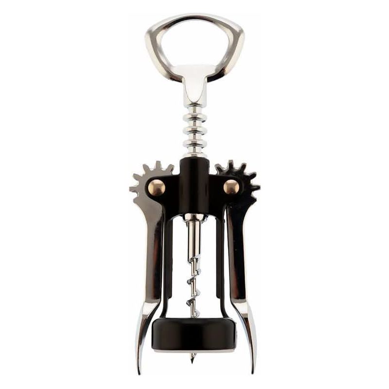 Korkenzieher Aus Edelstahl Mit Flügeln, Schwarz, Profi-modell, Robuster Flaschenöffner, Ergonomischer Griff, Für Wein Und Champagner, Sommelier-werkzeug.