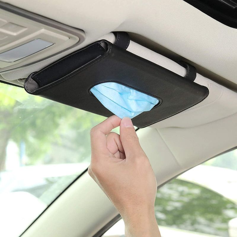 Taschentuchhalter Für Die Sonnenblende Im Auto, Leder-taschentuchhalter Mit Clip, Autozubehör, Aufbewahrungsbox Für Taschentücher Aus Leder, Schwarz, Befestigung An Der Sonnenblende