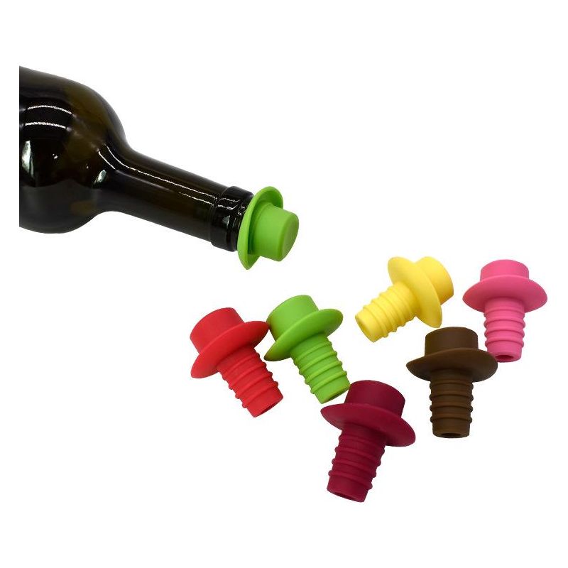 Set Mit 6 Sombreroförmigen Silikon-weinstopfen, Luftdichte Flaschenverschlüsse, Hält Wein Frisch, Lustige Küchenaccessoires, Originelle Flaschen-gadgets.