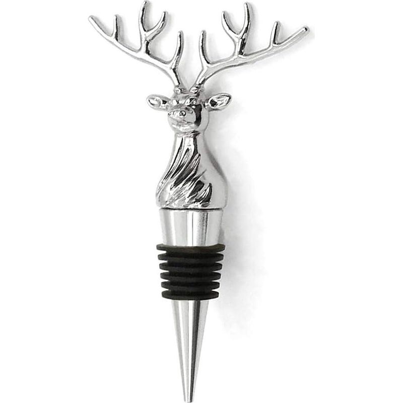 Flaschenverschluss In Hirschkopfform (silber) – Wiederverwendbarer Weinverschluss, Weinkonservierer, Champagnerverschluss Für Weihnachten, Luftdicht Zum Verschließen Geöffneter Weine