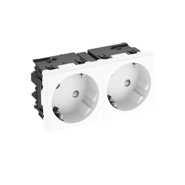 OBO Bettermann Vertr Steckdose 33 Grad, 2-fach Schutzkontakt,Con.45 STD-D3SC RW2 - 6120483