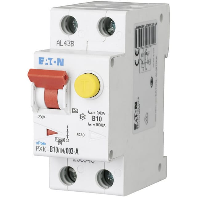 Eaton FI/LS-Kombischalter C 10A 1p+N, 30mA PXK-C10/1N/003-A - 236962