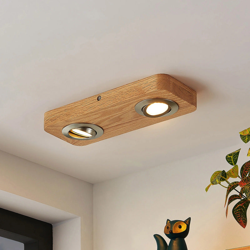 [gebraucht] B-ware Lindby Led Ceiling Light Mikari, 30 Cm, Wood, Swivelling