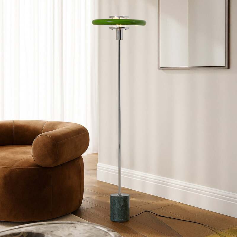 [neuwertig] B-ware Lindby Stehleuchte Standlampe Retro Standleuchte Marmor 130cm E27 Grün Metall