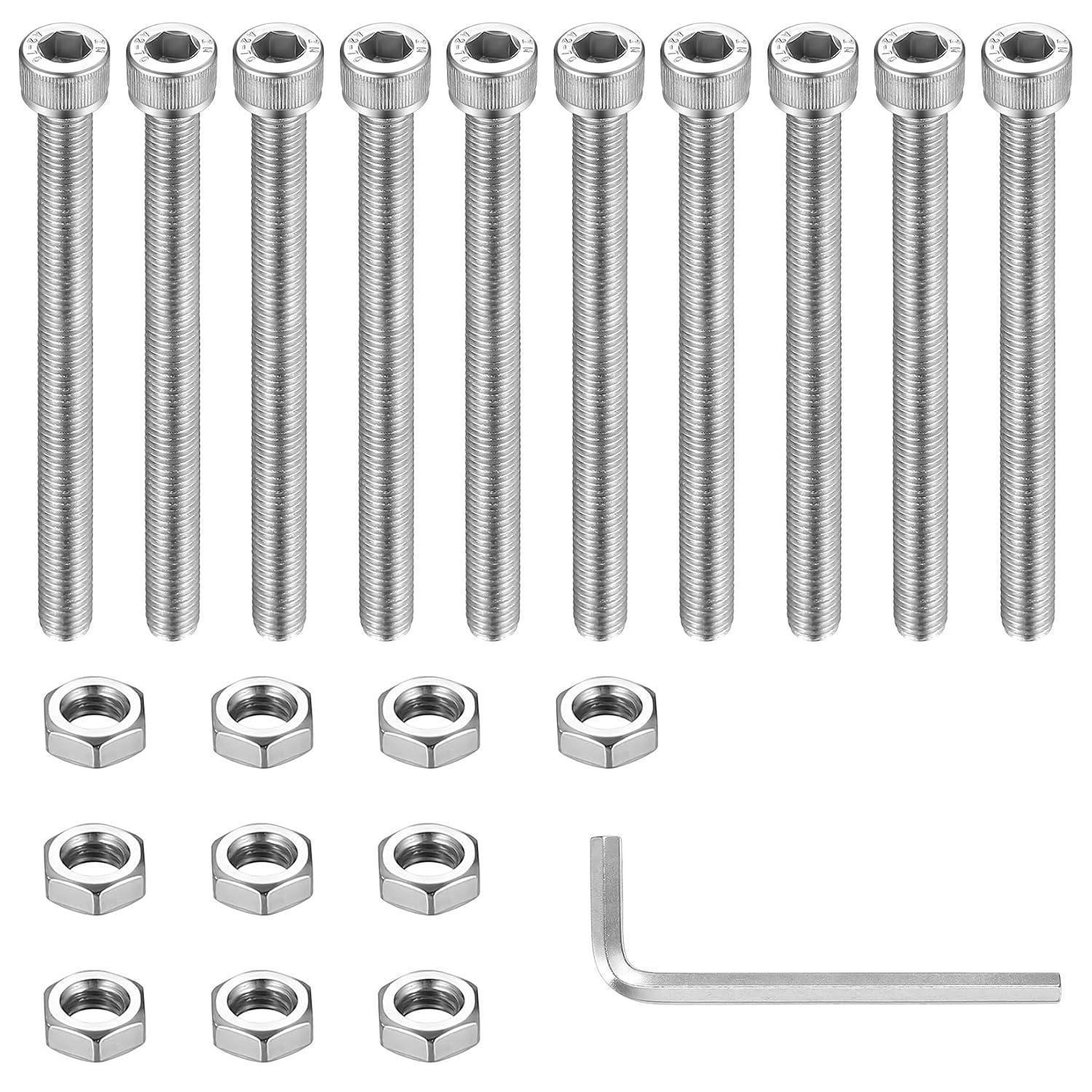 10x M8 Zylinderschrauben Mit Innensechskant Und Muttern, 100mm, Edelstahl