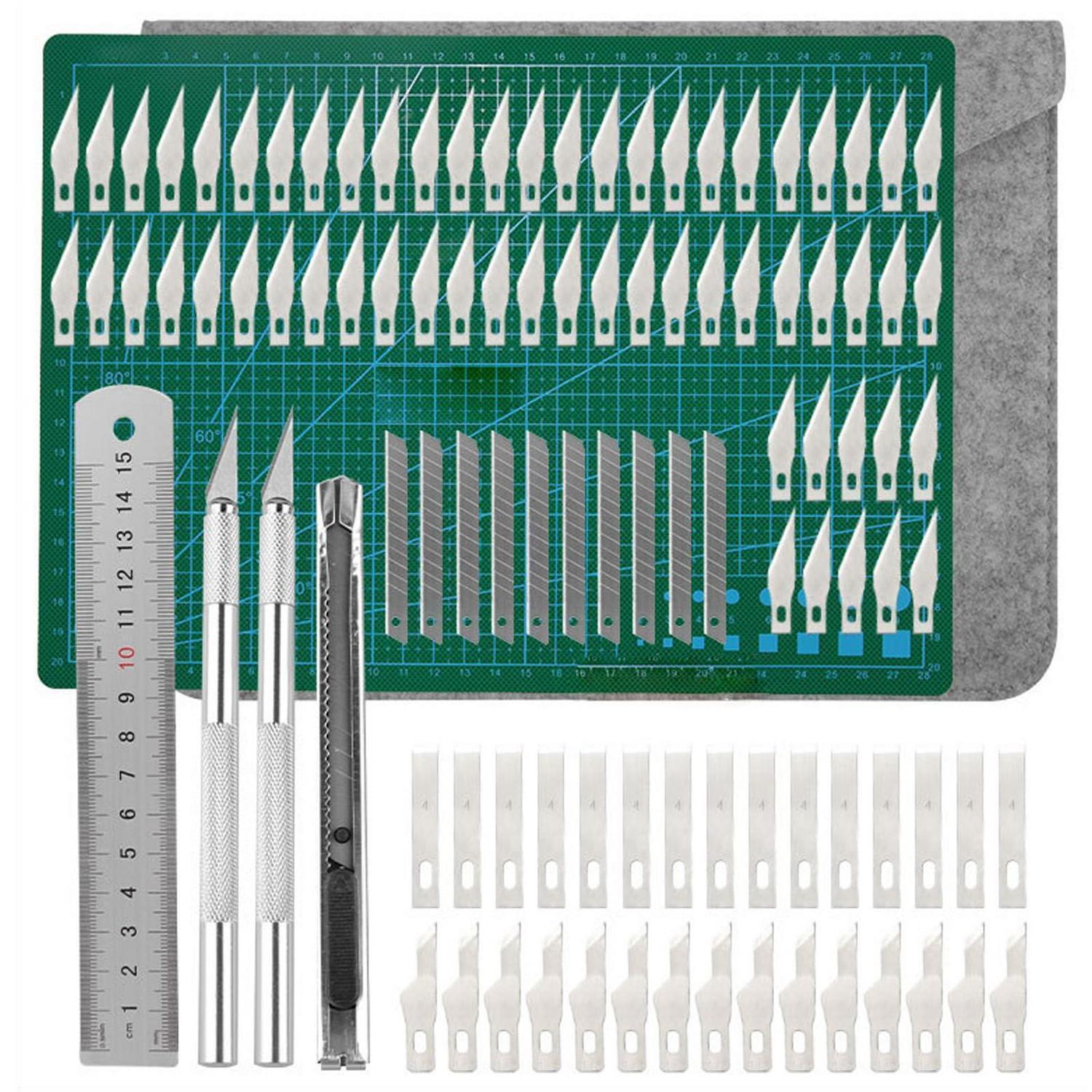 106tlg. Bastelmesser Set Mit 100 Ersatzklingen & Schneidematte