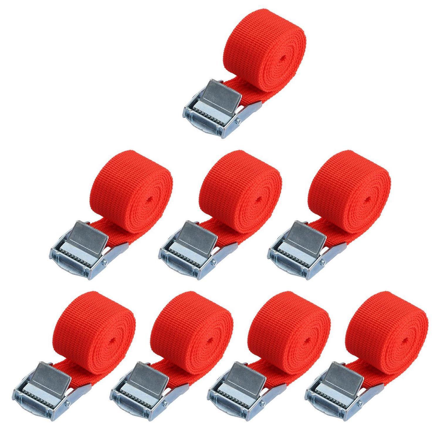 13x Spanngurte 25mm X 1m, 250kg Belastbar, Verstellbar, Rot