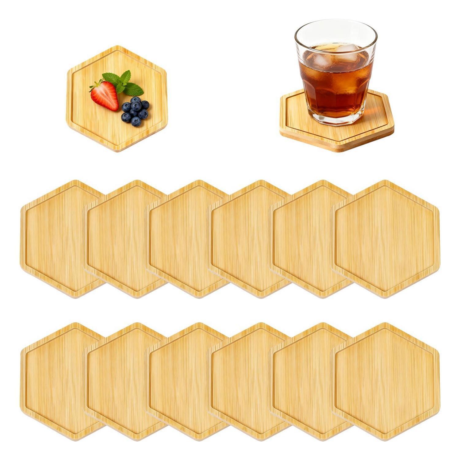 12er Set Holz Untersetzer Sechseckig 10cm Diy Mosaik Bastelset Naturholz