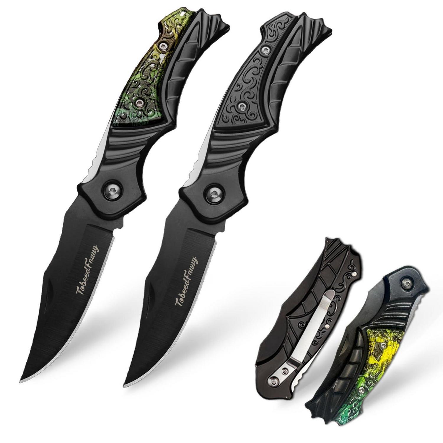 2er Set Klappmesser Edelstahl 3cr13 Mini Taschenmesser Edc Schwarz
