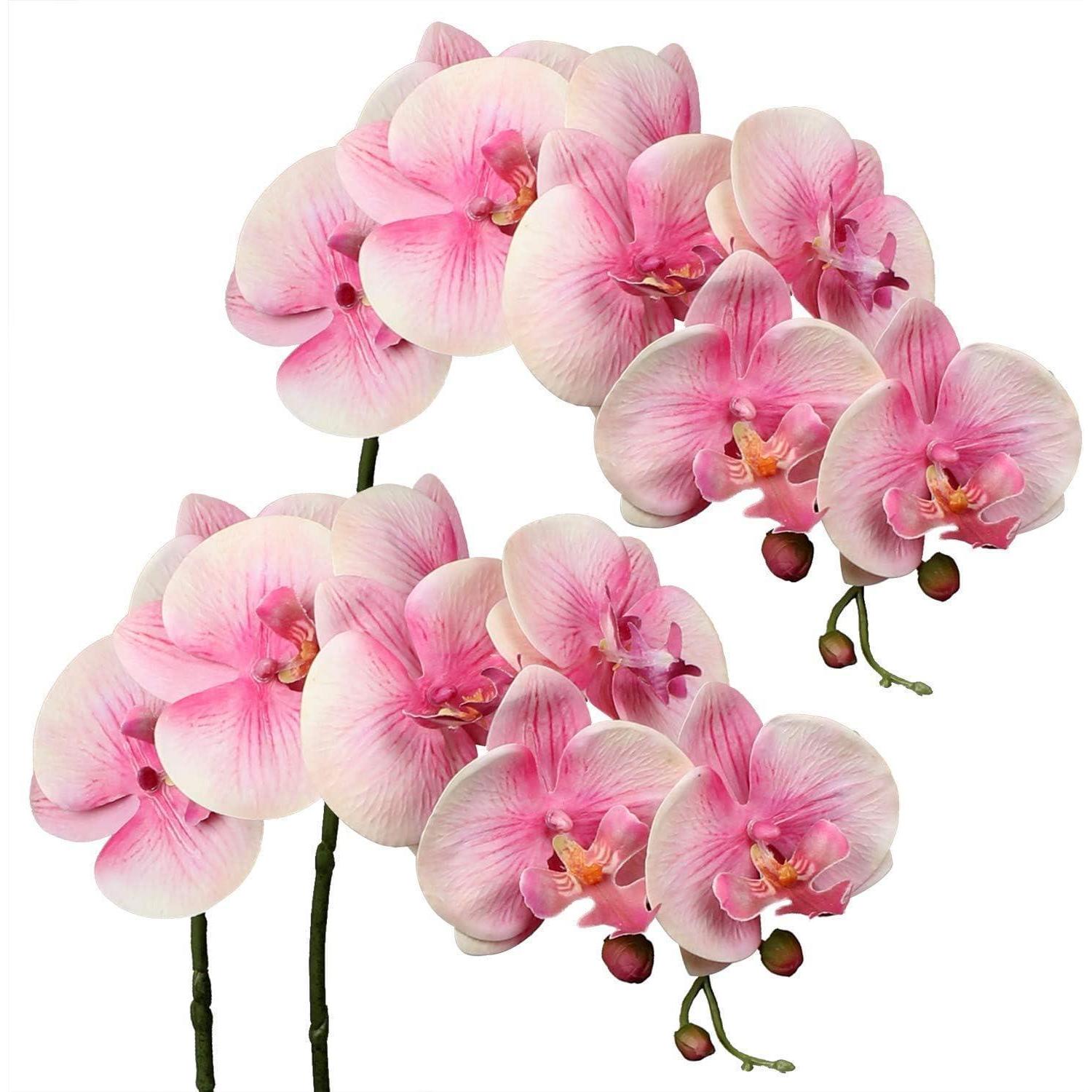 2er Set Kunstorchideen Phalaenopsis Rosa Real-touch Mit 9 Blüten