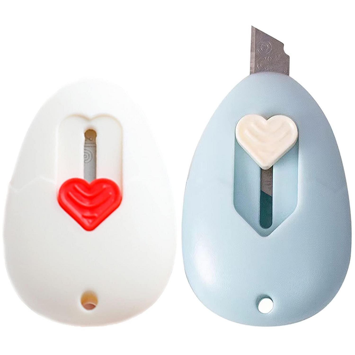 2 Stück Mini Cuttermesser Mit Herz-design, Tragbar Für Papier & Verpackung
