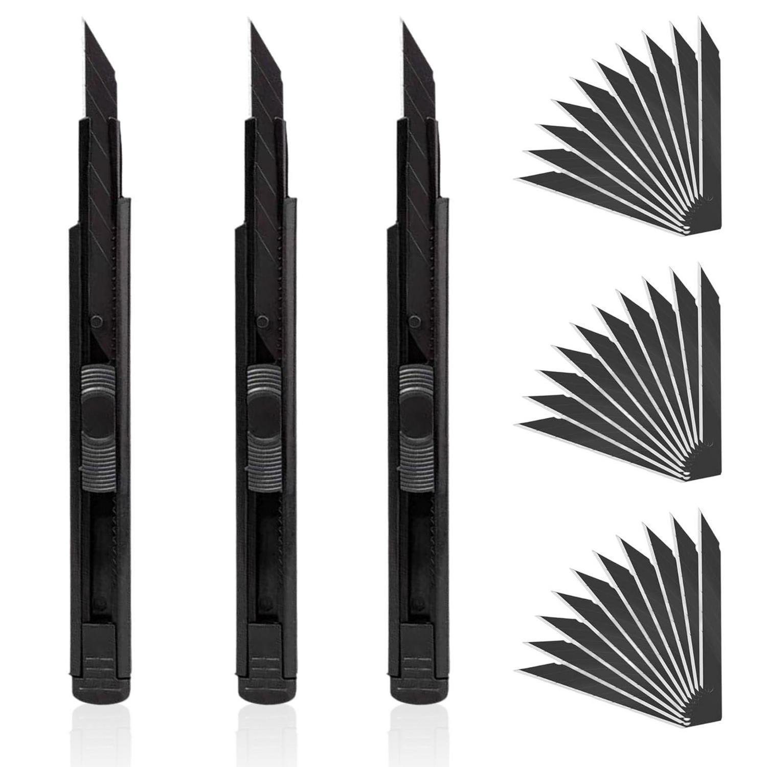 3er Set Cuttermesser Mit 30 Abbrechklingen, Profi Universalmesser Mit 30° Winkel