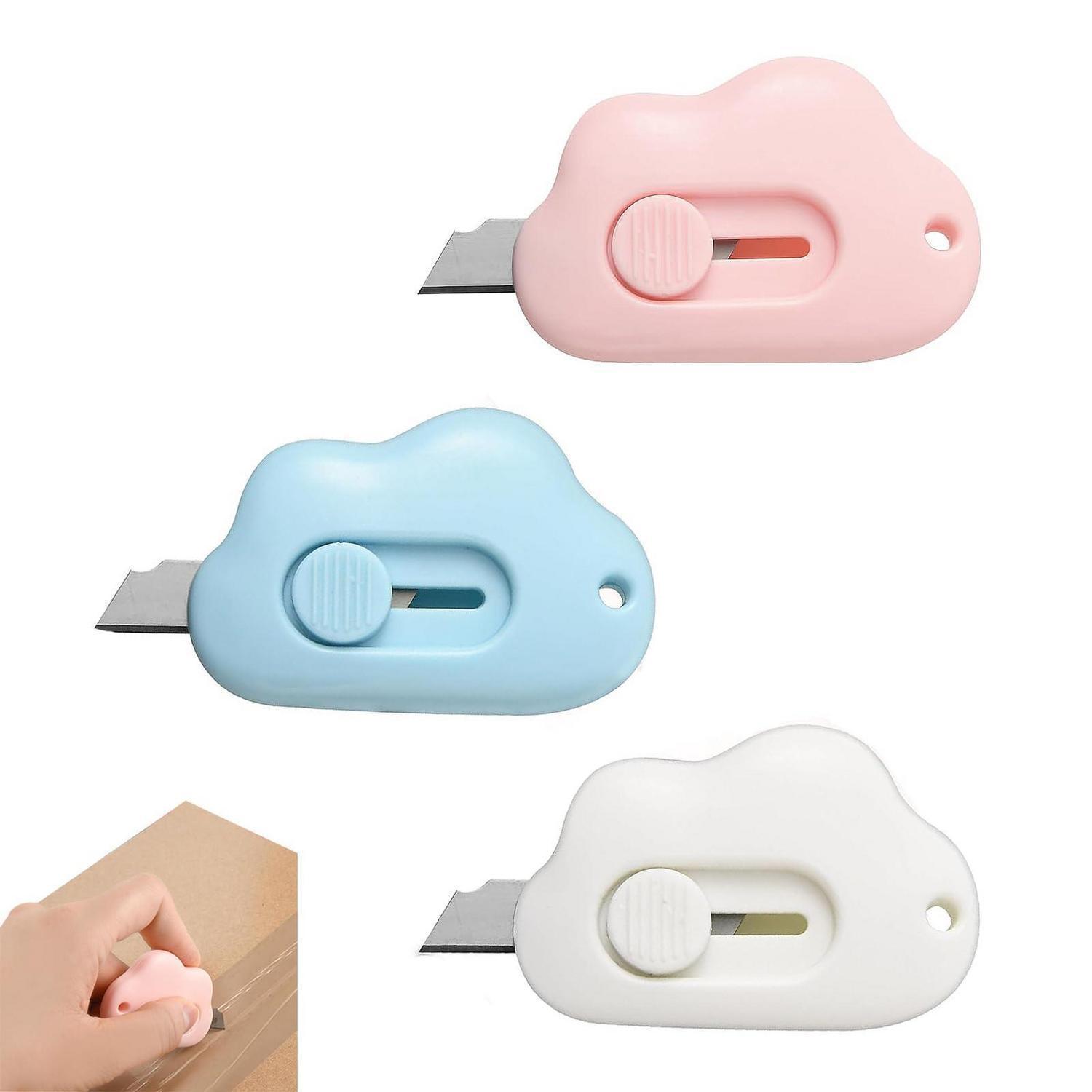 3er Set Mini Cutter Mit Sicherheitsklinge, Einziehbar, Für Papier & Pakete