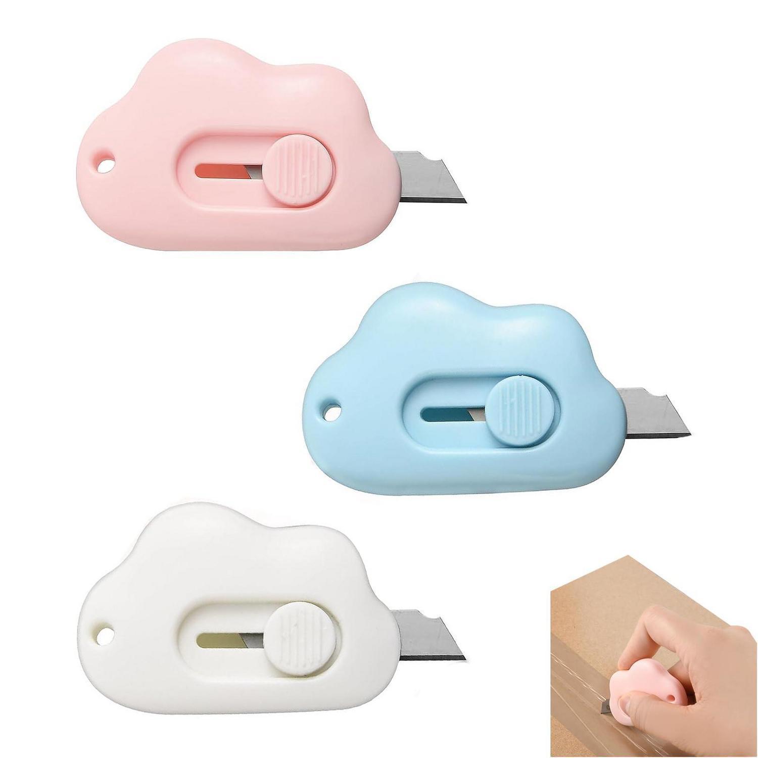 3er Set Mini Cuttermesser, Einziehbares Universalmesser, Paketöffner