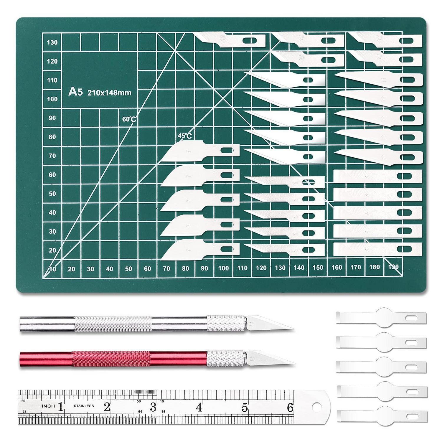 39tlg. Präzisions-bastelmesser-set Mit 35 Klingen Und Schneidunterlage