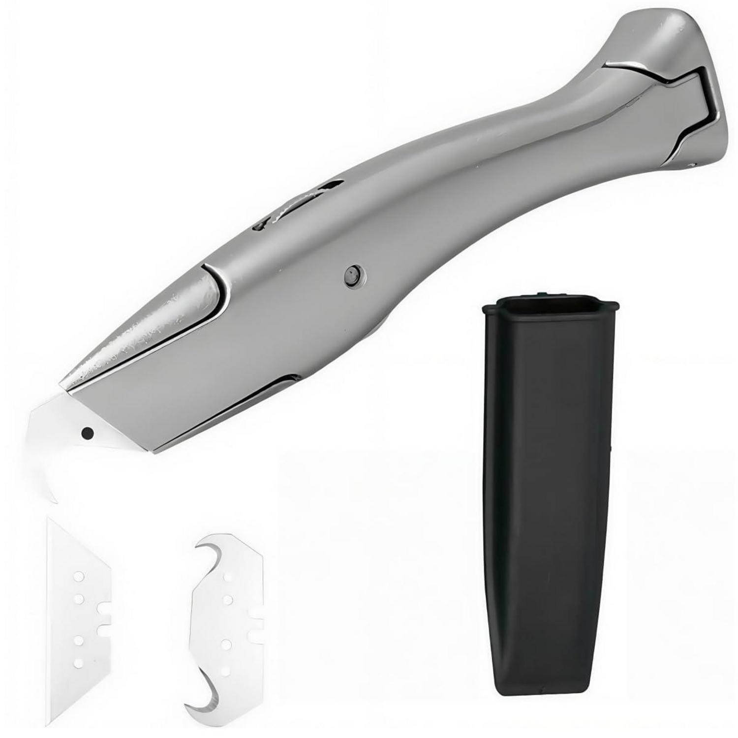 Teppichmesser Set Mit Trapez- & Hakenklinge, Aluminium, Inkl. Köcher