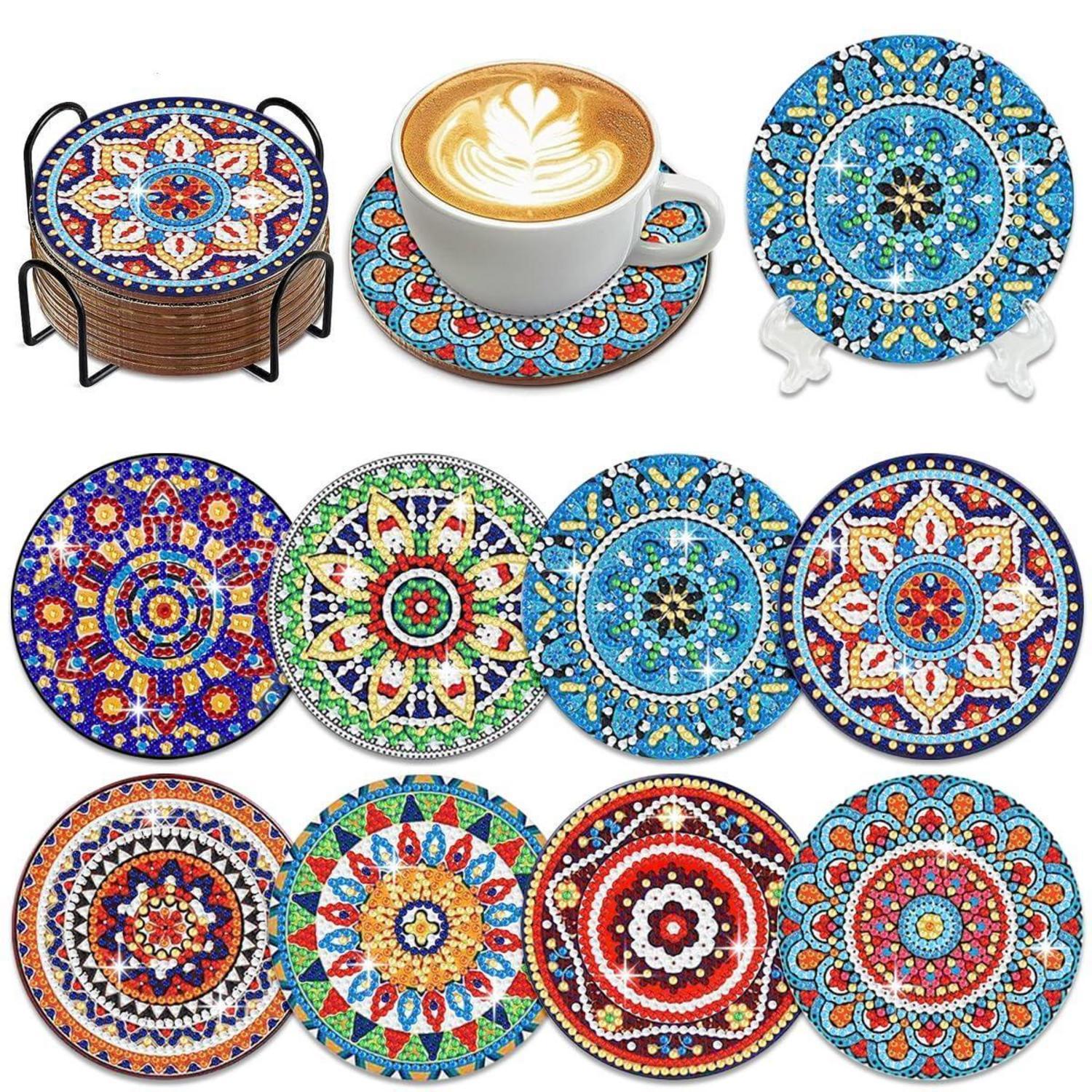 5d Diamantmalerei Untersetzer Set Mit Halter, 8 Stück Mandala-design
