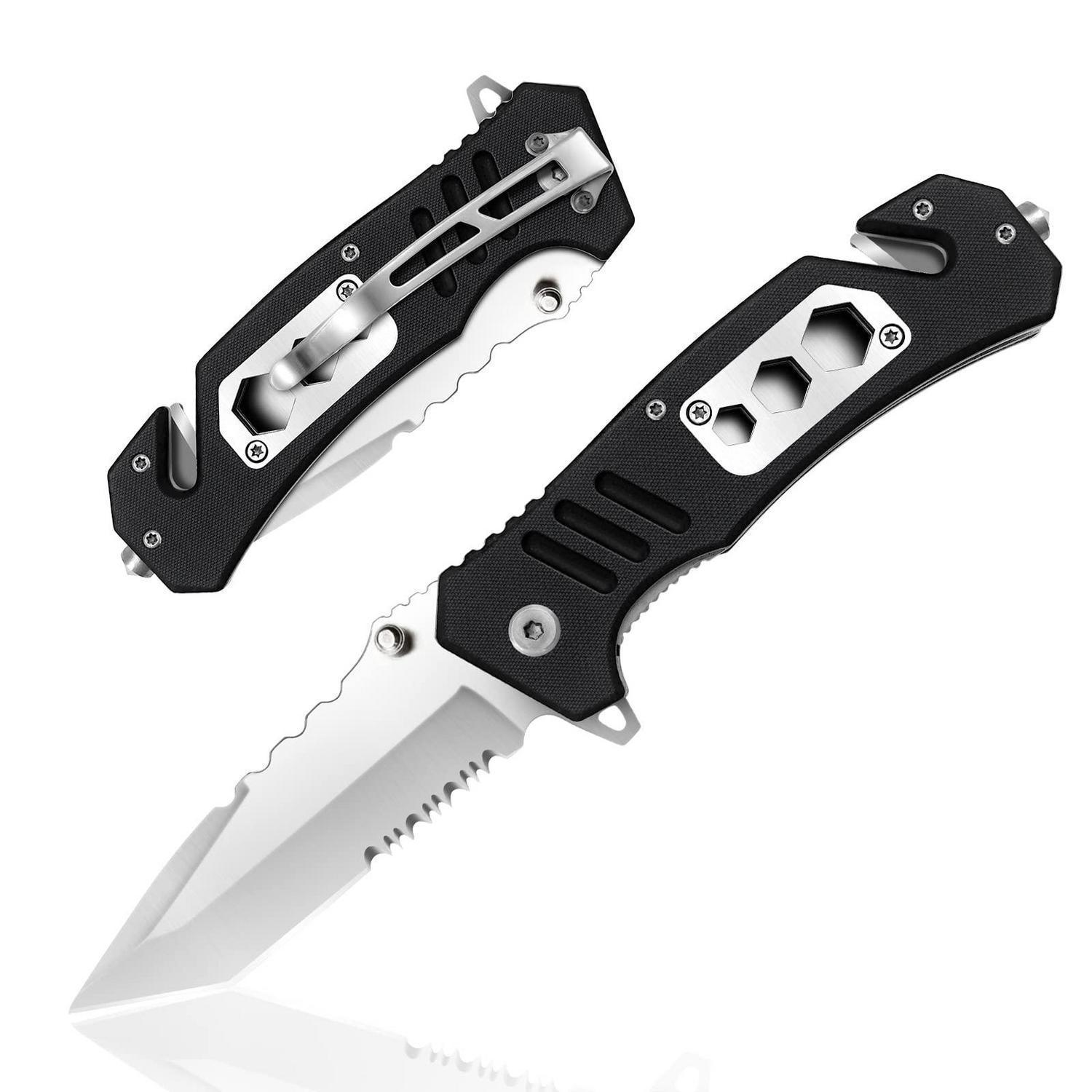 6-in-1 Multitool Klappmesser Mit Glasbrecher Und Gürtelclip