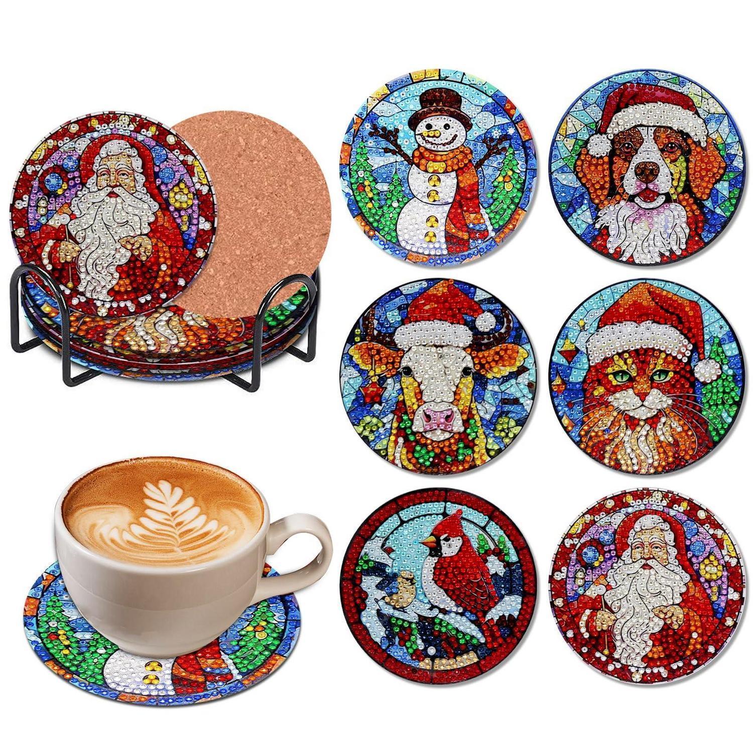 Diamond Painting Untersetzer 6er Set Mit Halter, Weihnachten Diy Bastelset