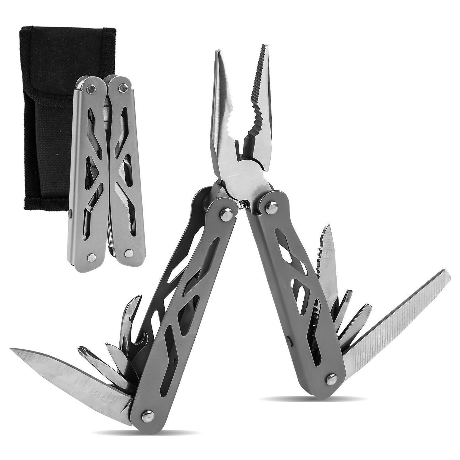 8-in-1 Multitool Edelstahl Mit Zange, Messer, Schraubendreher & Tasche
