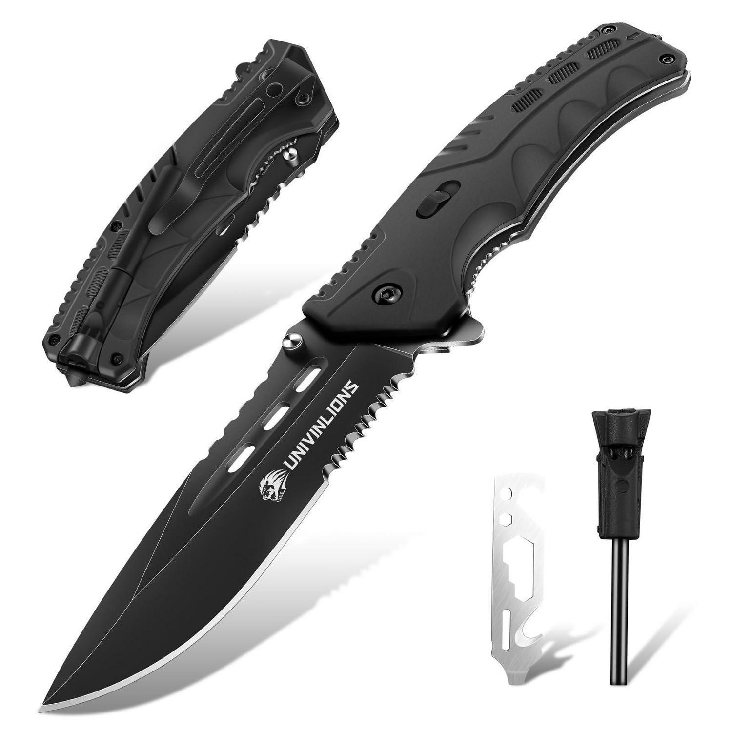 8-in-1 Klappmesser Mit D2 Stahl, Glasbrecher Und Pfeife Für Outdoor, Camping, Angeln