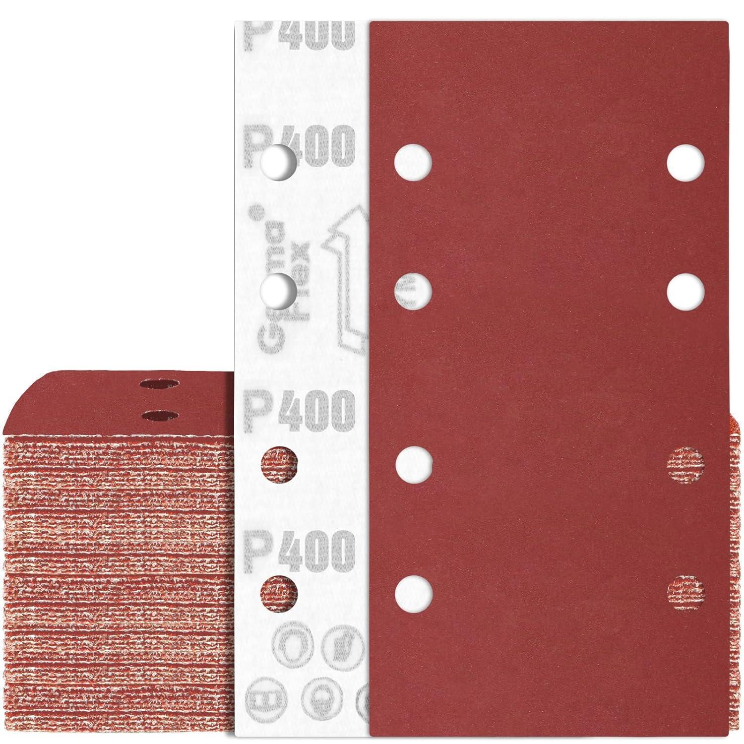 80 Stück Schleifpapier 93x185 Mm P400 Klett Mit 8 Löchern