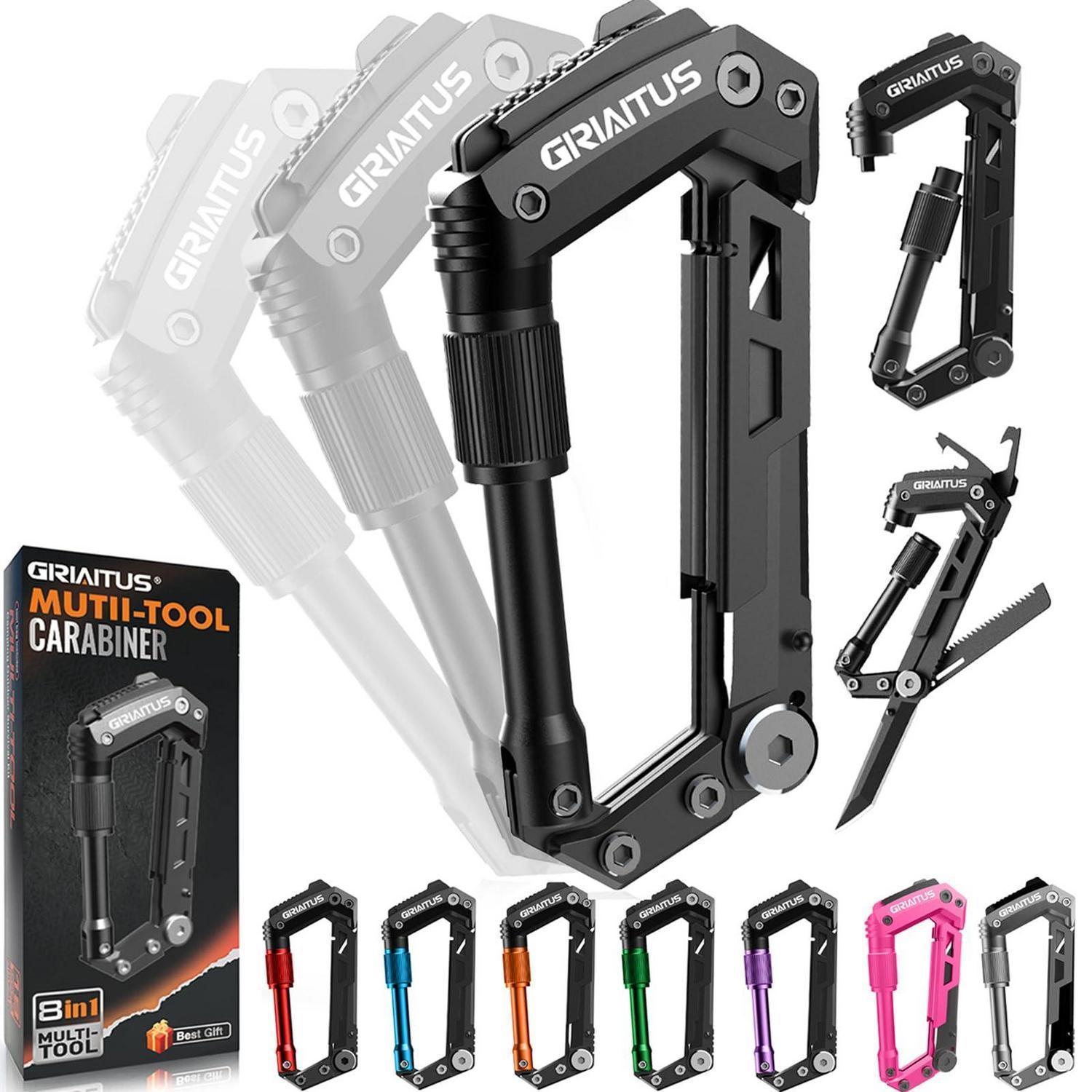 8in1 Karabiner Multitool Mit Taschenmesser Für Camping & Outdoor