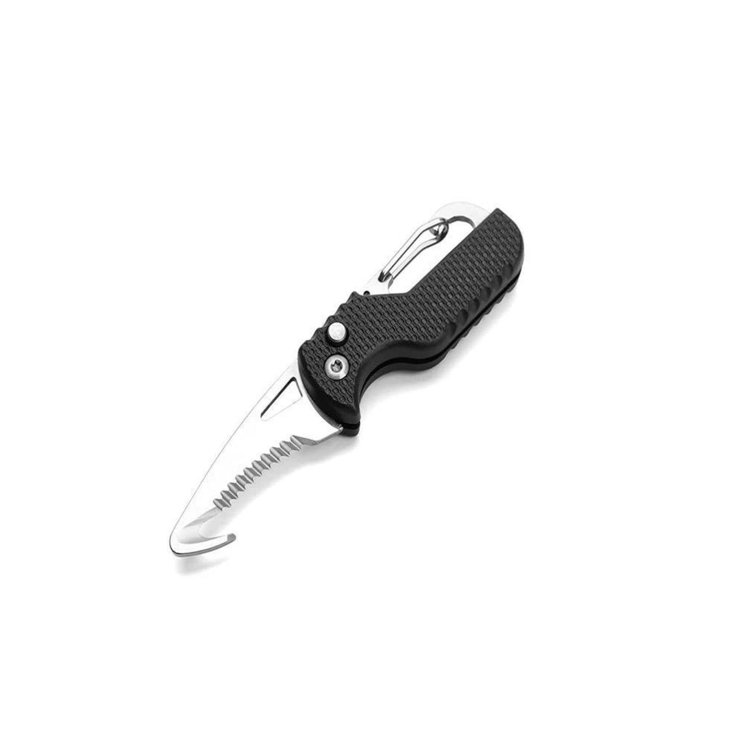Klappmesser Mit Hakenklinge Und Wellenschliff, Outdoor-messer Mit Karabiner