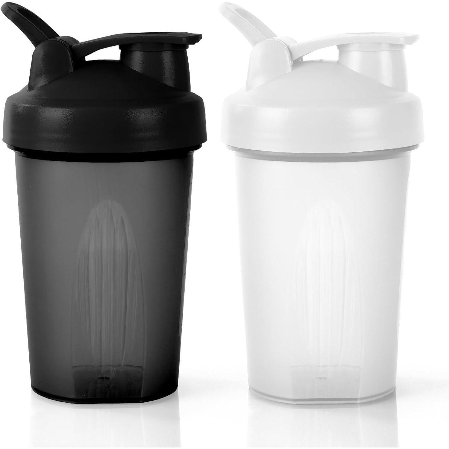 Protein Shaker 400ml Mit Messskala, Henkel Und Edelstahl-mischkugel, Bpa-frei, Auslaufsicher