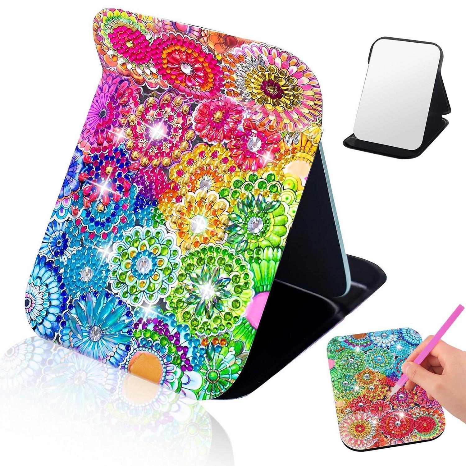 Diamantmalerei Spiegel Set, Diy 5d Taschenspiegel Mit Mandala-design, Bastelset Für Kinder & Erwachsene