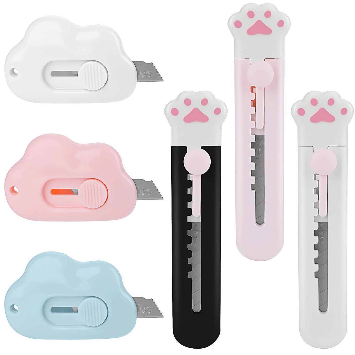 6 Stück Mini Cuttermesser, Einziehbares Universalmesser Mit Katzenpfoten-design