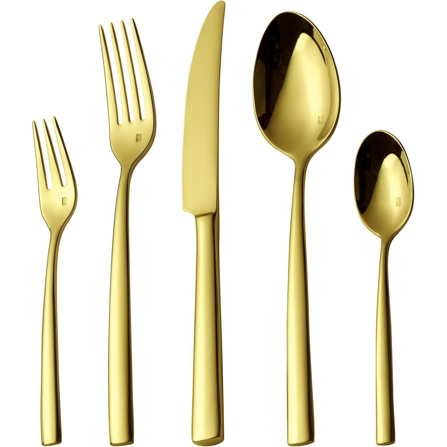 Besteckset 60 Teile Champagner Gold 18/10 Edelstahl Poliert Für 12 Personen, Spülmaschinenfest