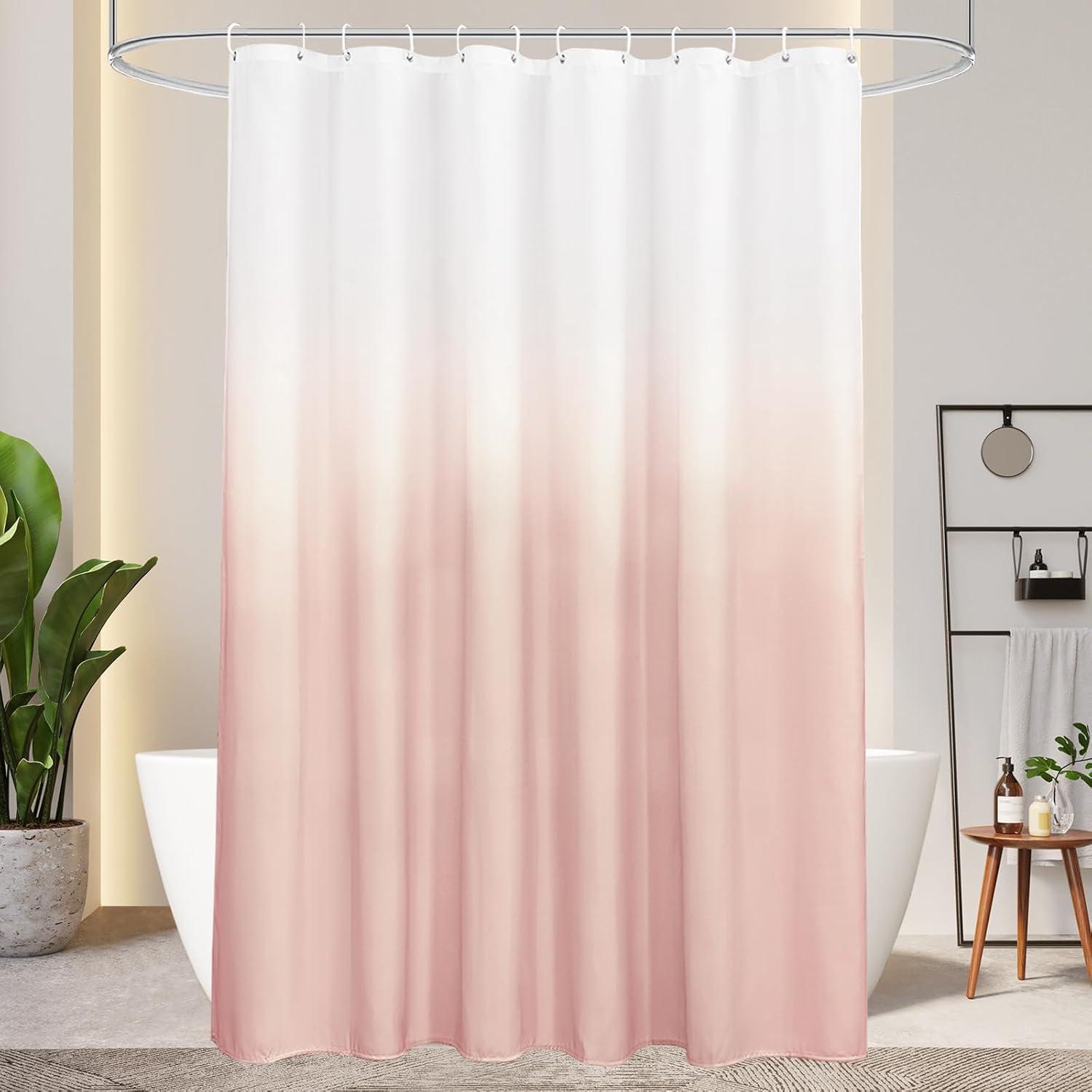 Duschvorhang Textil 180x200cm Rosa Farbverlauf Wasserdicht Waschbar Mit Ringen