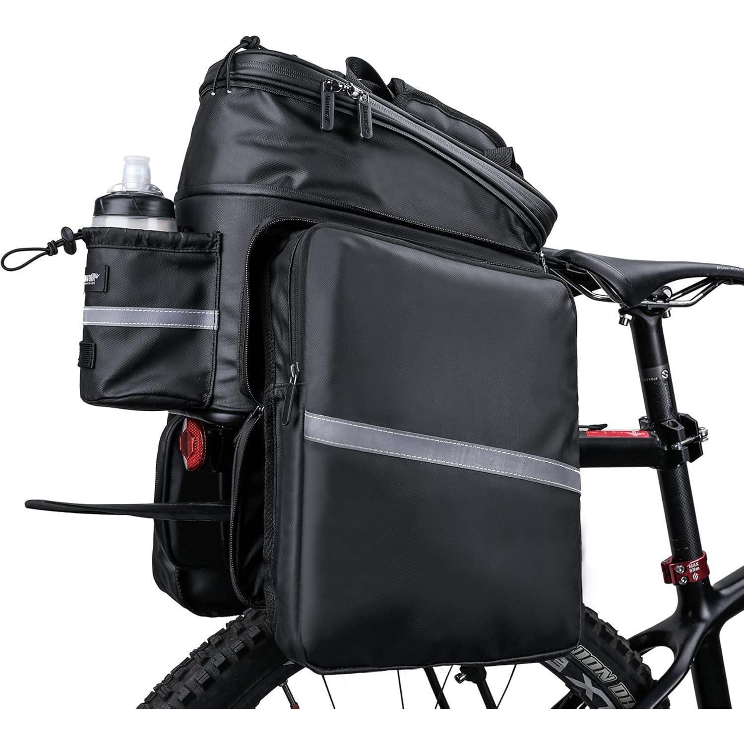 Erweiterbare Fahrrad-gepäckträgertasche 11-30l Wasserdicht Mit Flaschenhalter