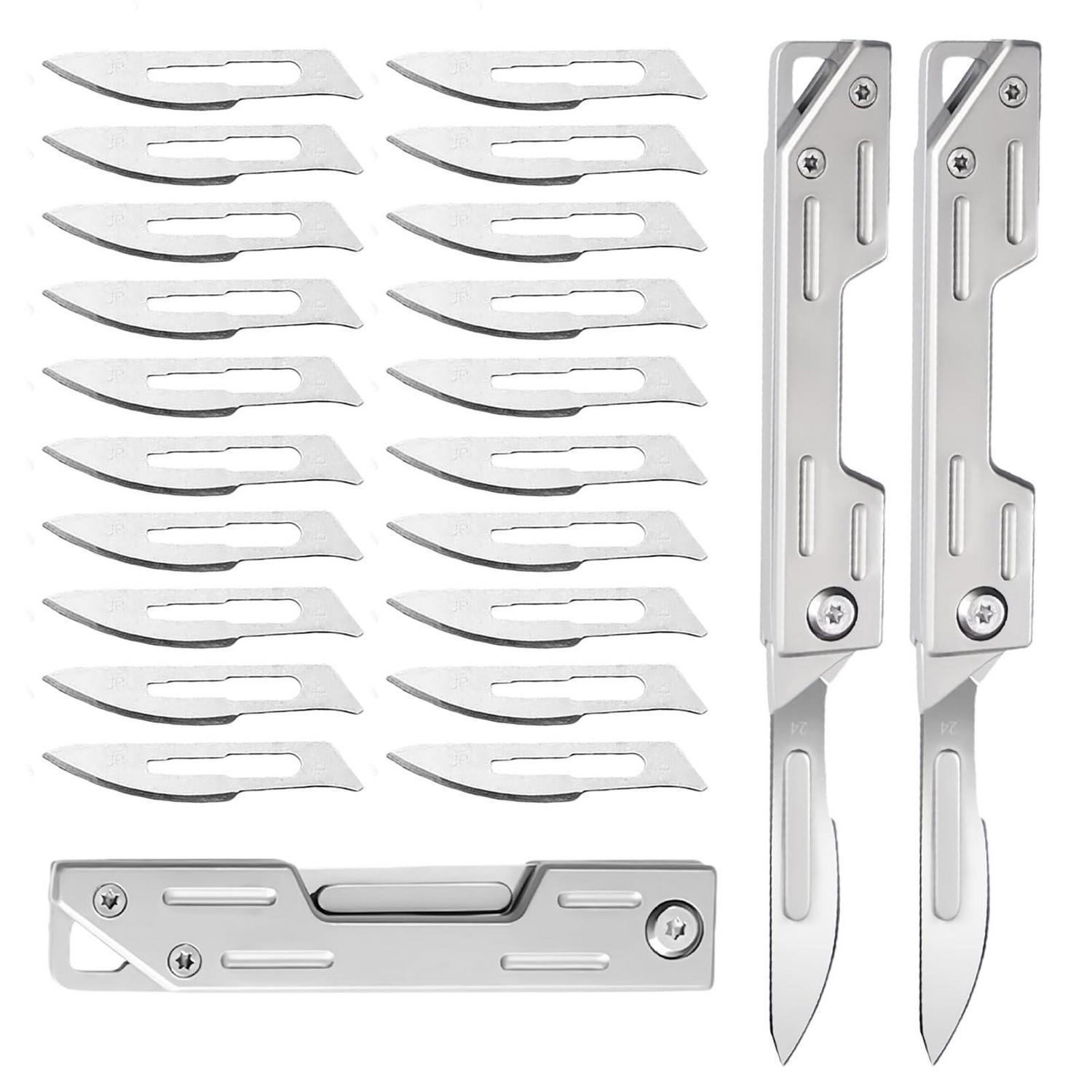 2 Klappmesser Skalpell Mit 20 Klingen, Edelstahl, Silber