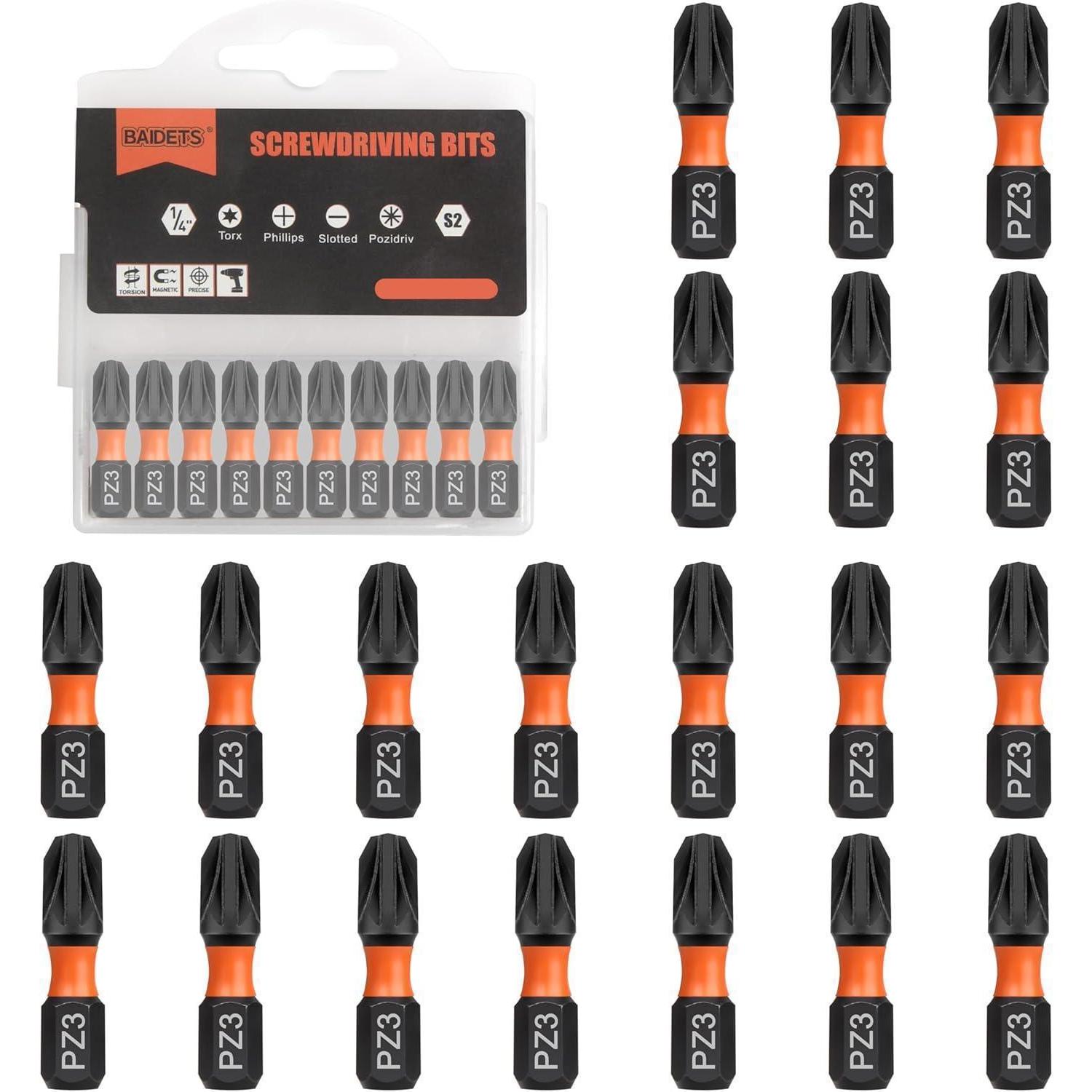 Schraubendreher Bits Pz3 20 Stück 25mm 1/4 Zoll Sechskant Mit Spender-box