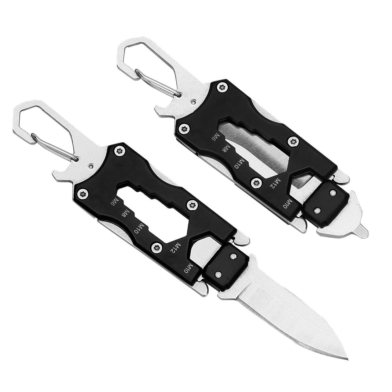 Multitool Messer Mit Karabiner, 6-in-1 Edelstahl-schlüsselanhänger Für Männer