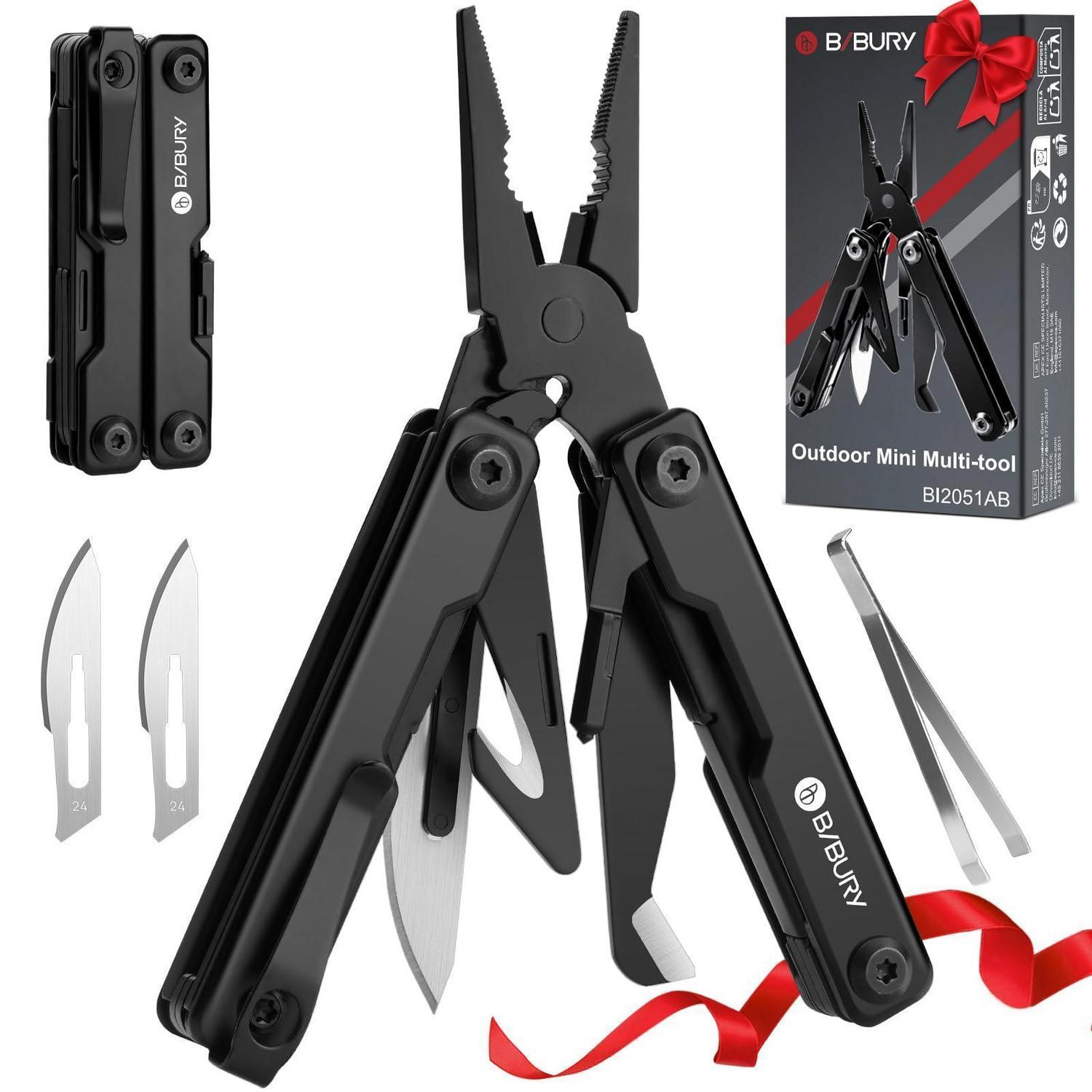 Mini Multitool Zange 10-in-1 Mit Glasbrecher Und Gurtschneider, Schwarz